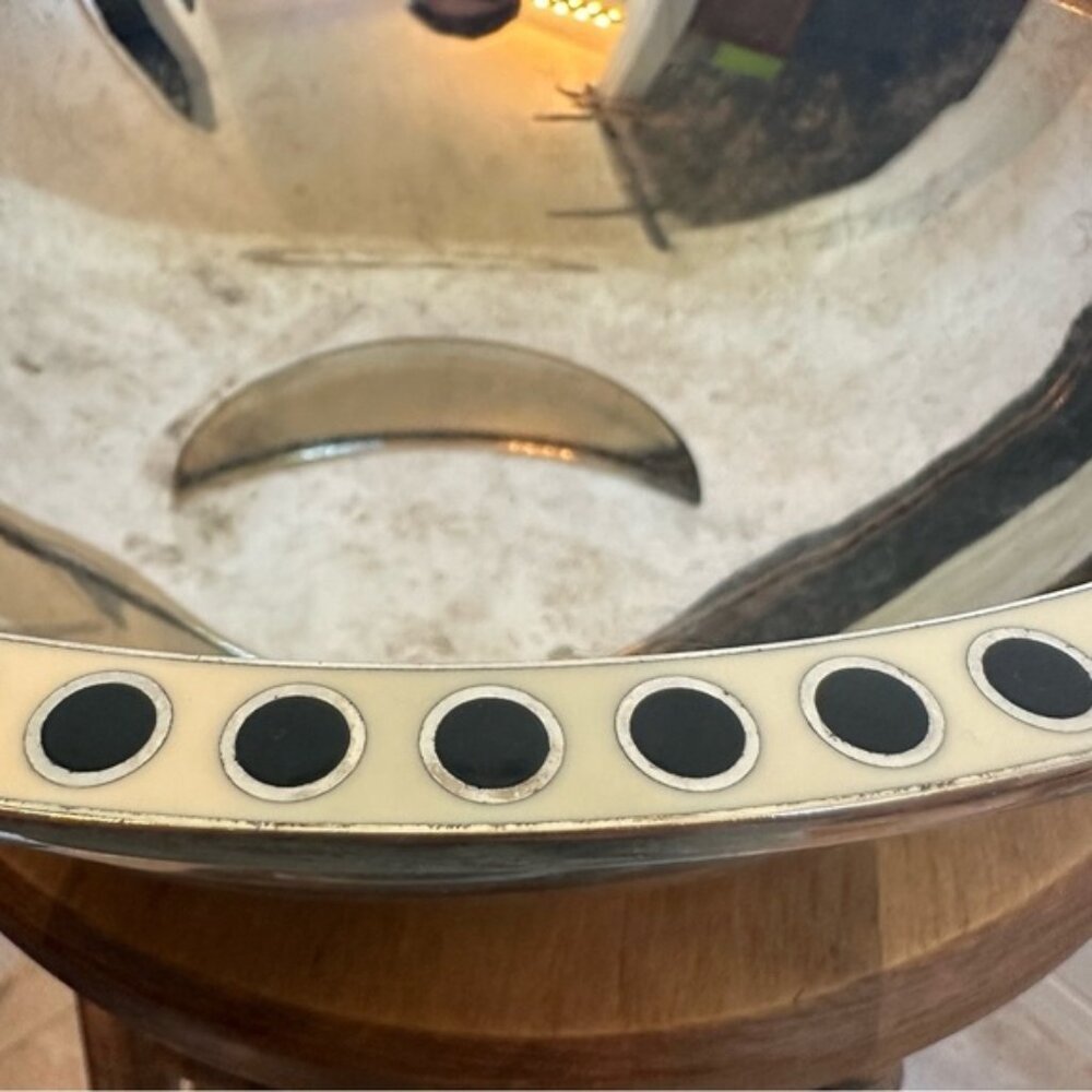 SOLD Kate Spade x Lenox Large Salad Bowl and Serving Utensils Silver Black White - Picture 7 of 16